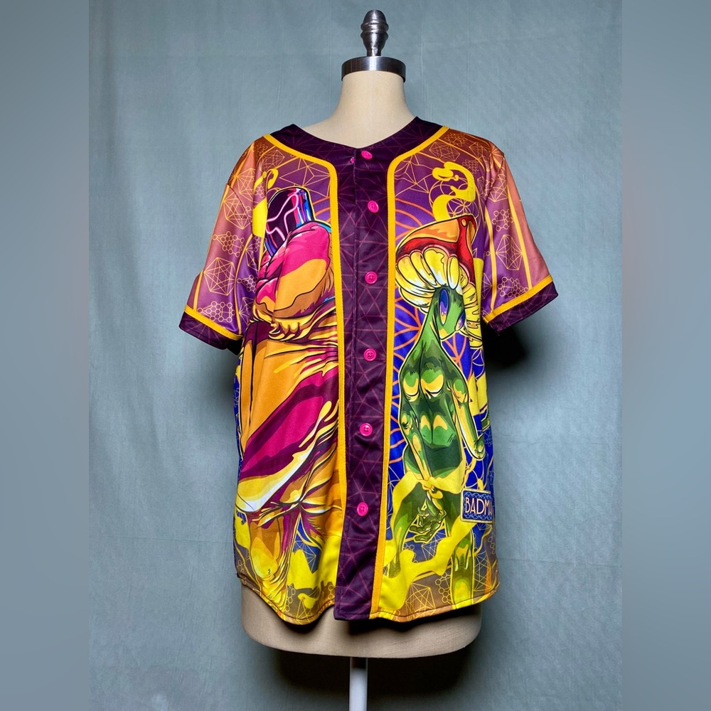 Rare Reversible Ganja White Night/LSDream Collab—Button-Up Baseball Jersey